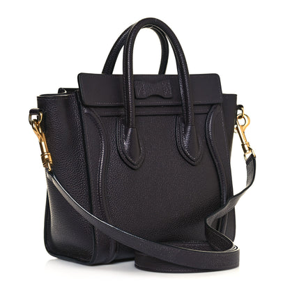 Celine Drummed Calfskin Nano Luggage Liquorice 2 of 14