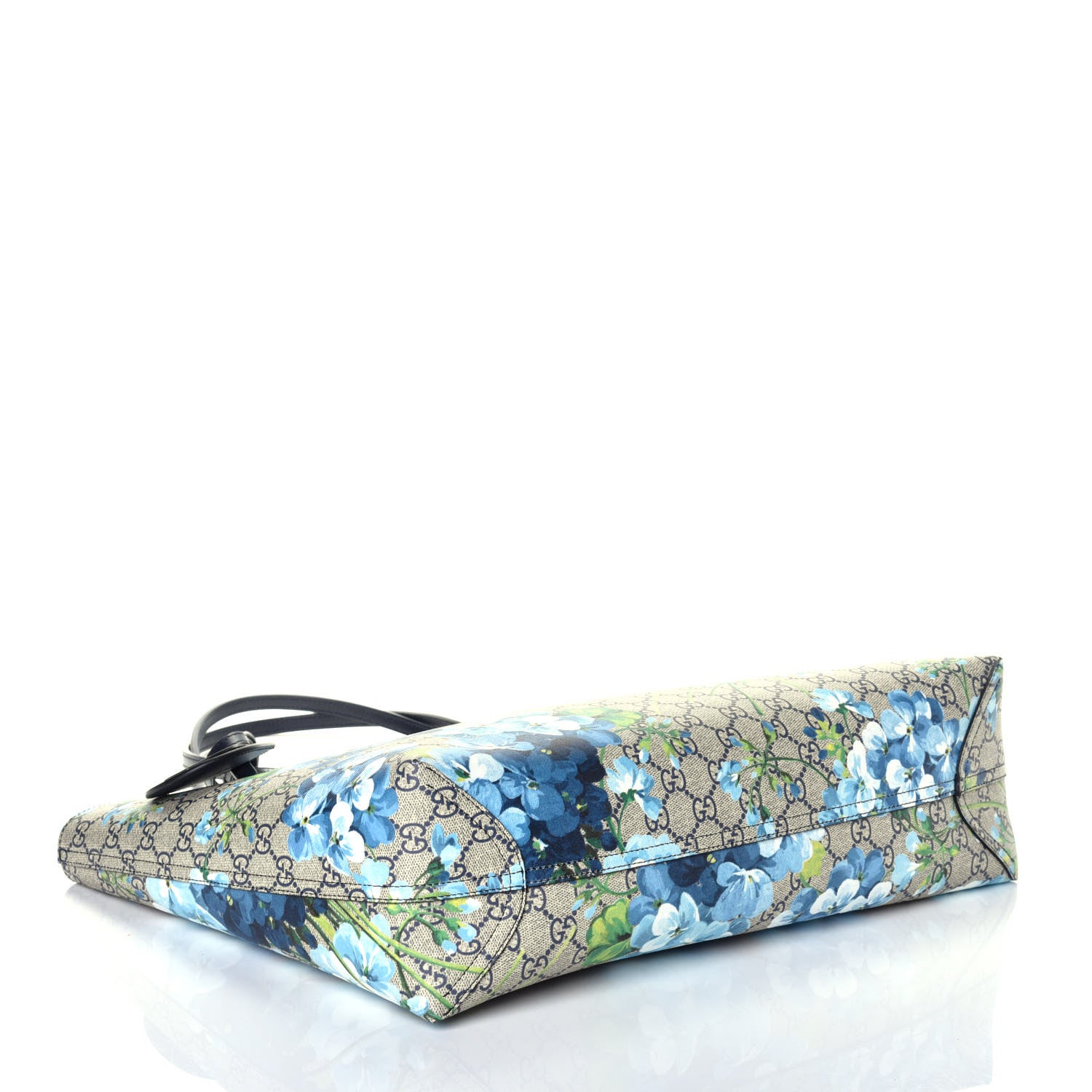 Gucci GG Supreme Monogram Blooms Medium Reversible Tote Beige Blue Navy 7 of 17