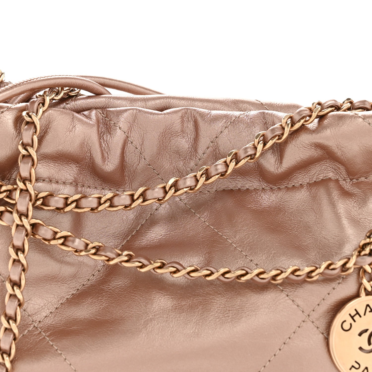 Chanel Metallic Calfskin Quilted Mini Chanel 22 Copper 8 of 11