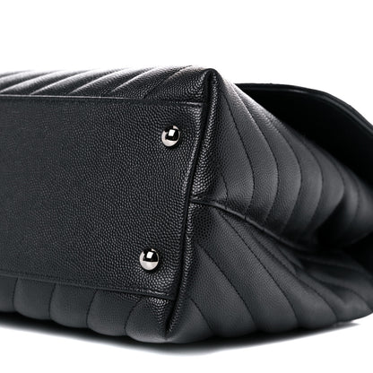 Chanel Caviar Chevron Quilted Medium Coco Handle Flap Black 8 of 11