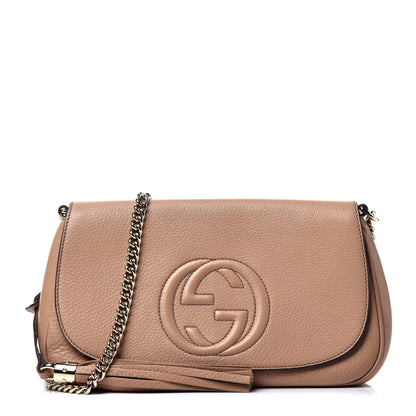 Gucci Pebbled Calfskin Medium Soho Flap Crossbody Camelia 1 of 9