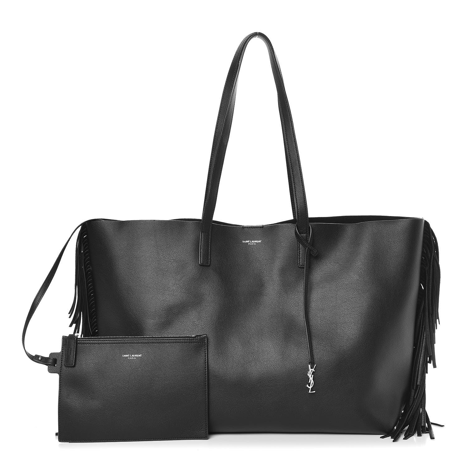 Saint Laurent Calfskin Large Fringe Shopping Tote Black 1 of 10