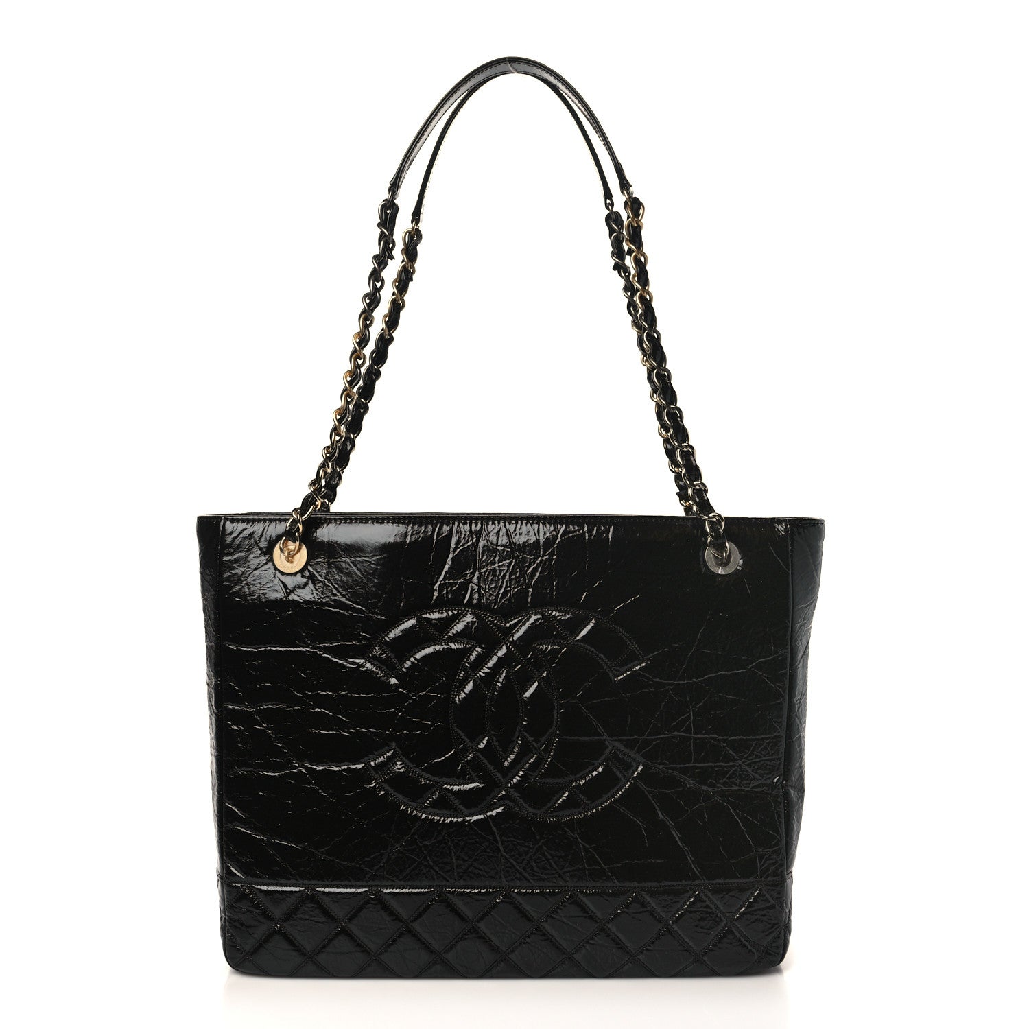 Chanel Shiny Aged Calfskin Quilted Large Shopping Bag Black 1 of 10