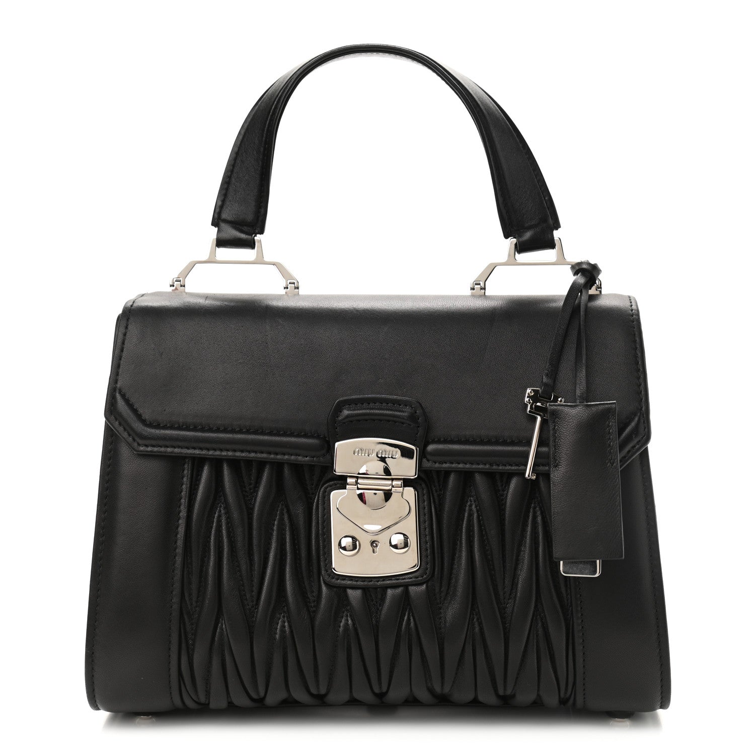 Miu Miu Nappa Matelasse Top Handle Tote Black 1 of 9