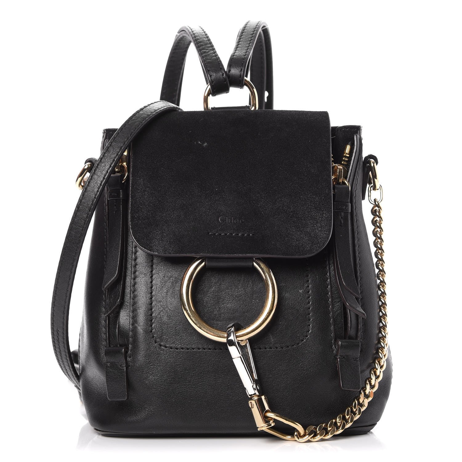 Chloe Suede Calfskin Mini Faye Backpack Black 1 of 10