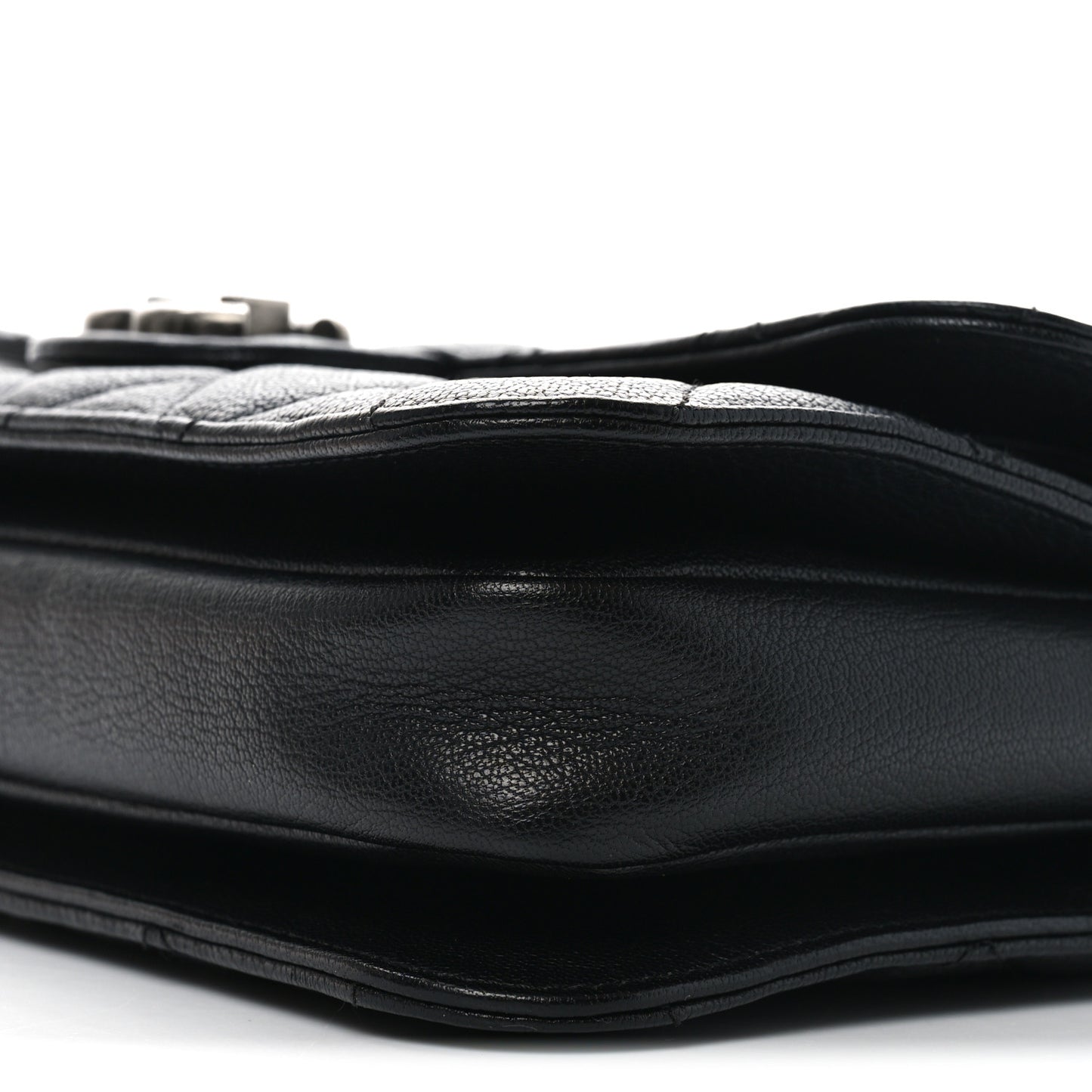 Goatskin Quilted Medium Perfect Edge Flap Black