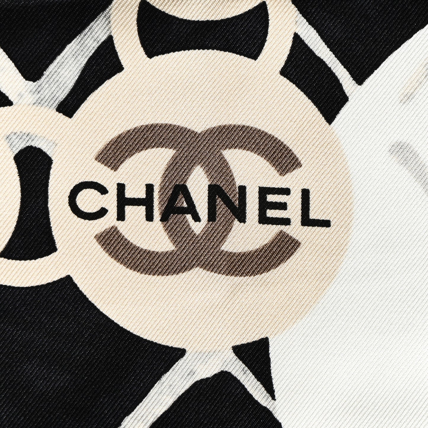 Silk Camellia CC Square Scarf Black