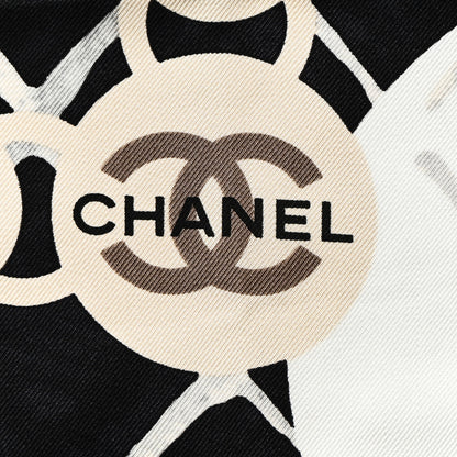 Chanel Silk Camellia CC Square Scarf Black 2 of 3