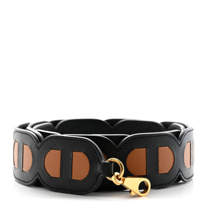 Hermes Epsom Maillons Shoulder Strap Black Gold 1 of 7