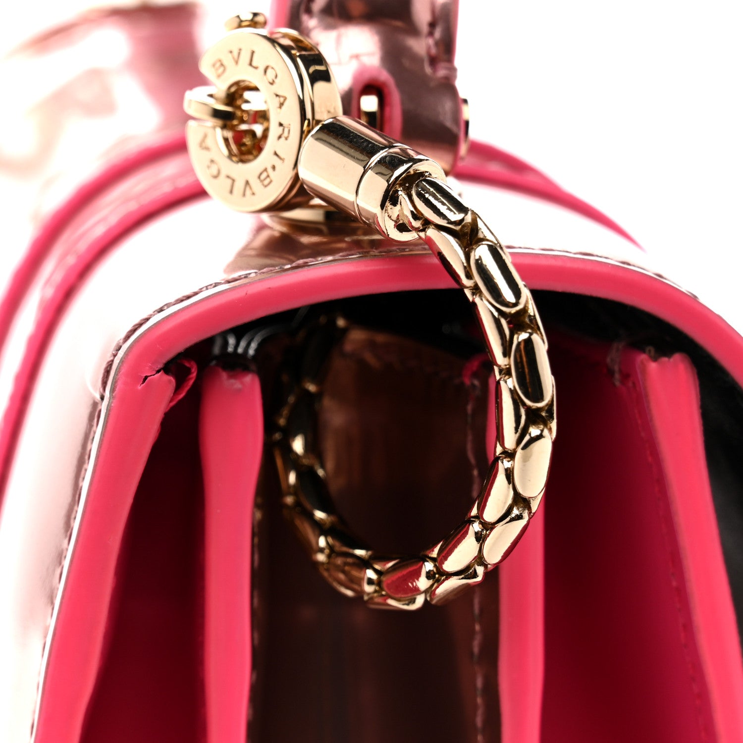 Bulgari Metallic Calfskin Serpenti Forever Top Handle Pink 12 of 15