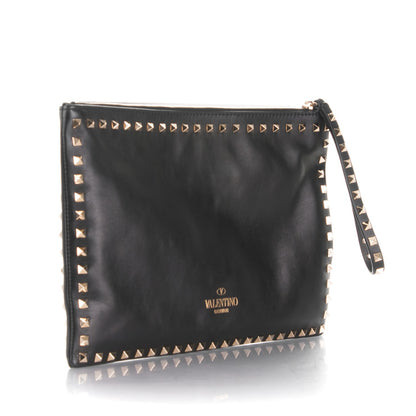 Valentino Garavani Vitello Large Rockstud Zip Wristlet Pouch Black 3 of 7