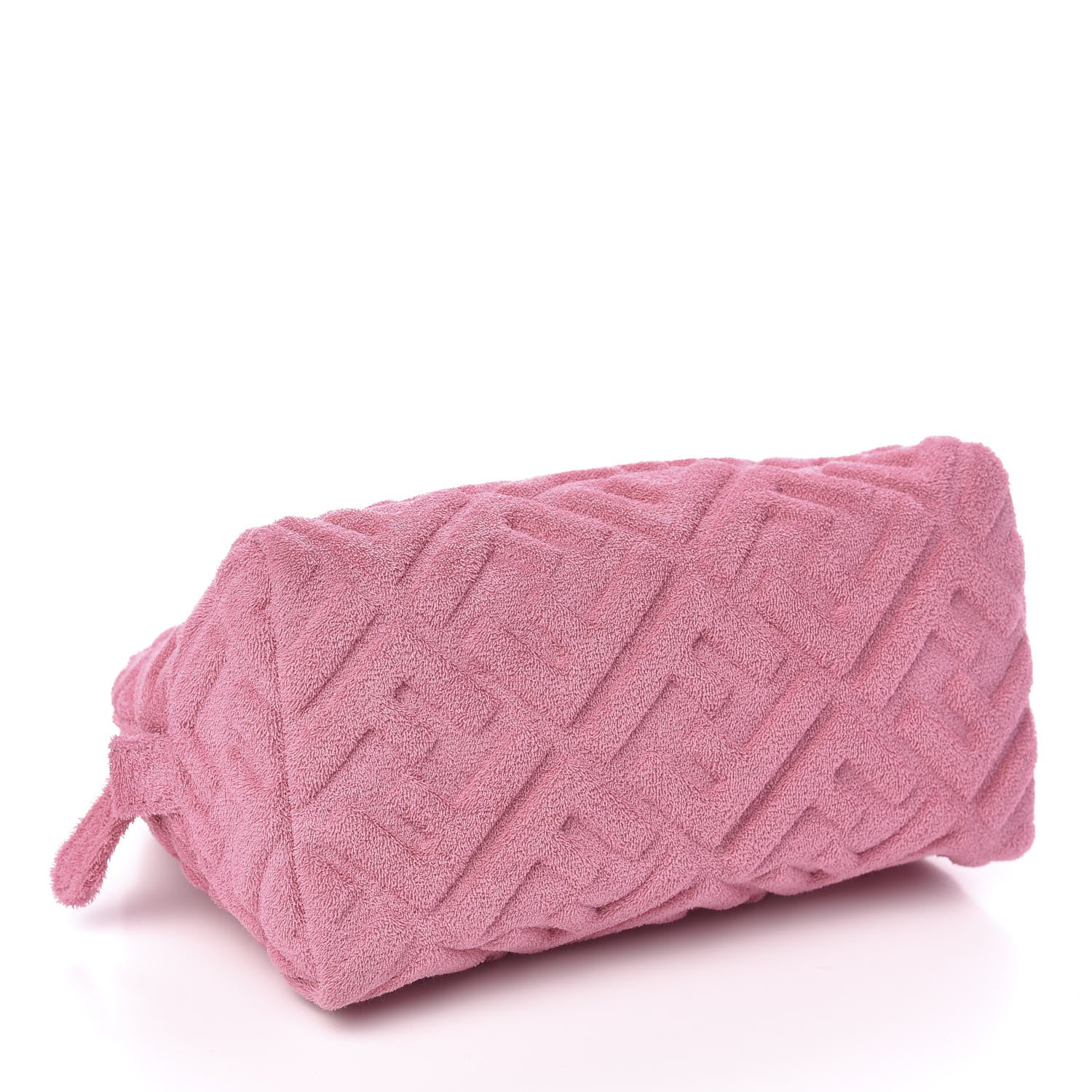 Fendi Terry Cloth Vitello Century Matte FF 1974 Embossed Medium Trapezoid Beauty Pouch Lollypop 4 of 7