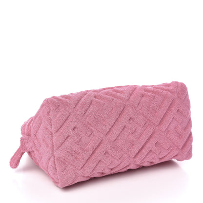 Fendi Terry Cloth Vitello Century Matte FF 1974 Embossed Medium Trapezoid Beauty Pouch Lollypop 4 of 7