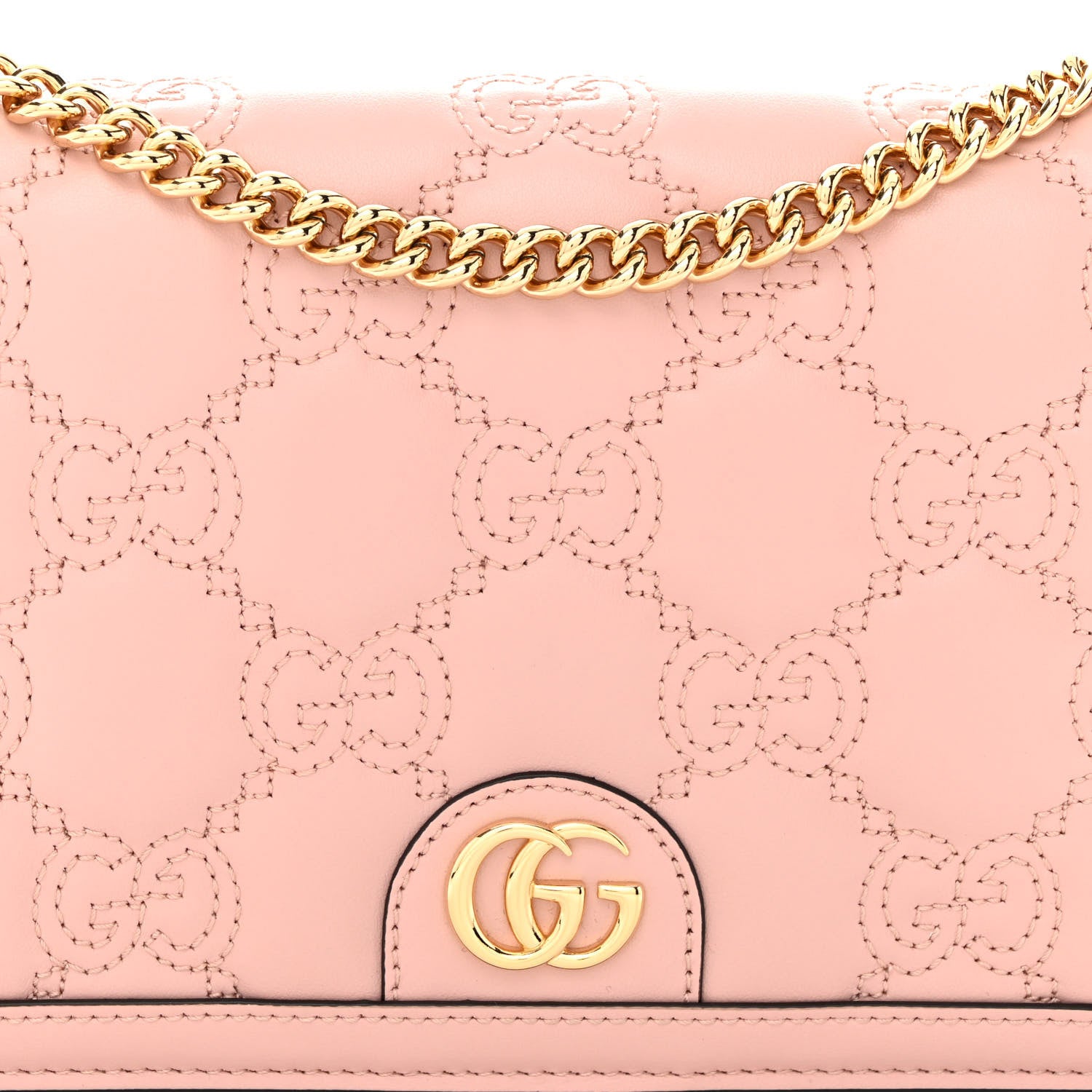 Gucci Calfskin GG Matelasse Chain Wallet Perfect Pink 7 of 9