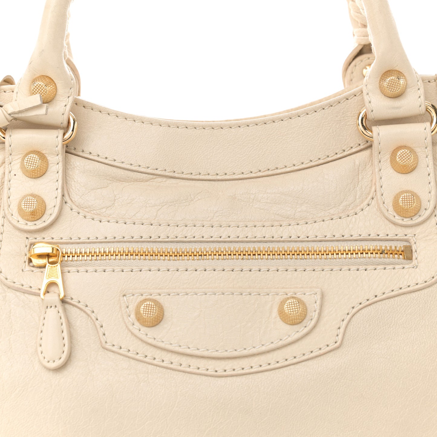Agneau Giant 12 Gold Hardware Velo Blanc Creme Light Craie