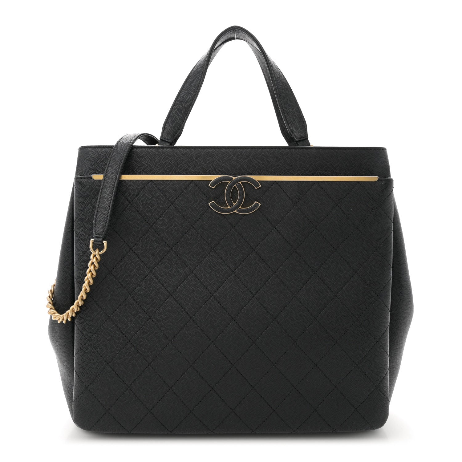 Chanel Grained Calfskin Stitched Lady Coco Top Handle Tote Black 1 of 11