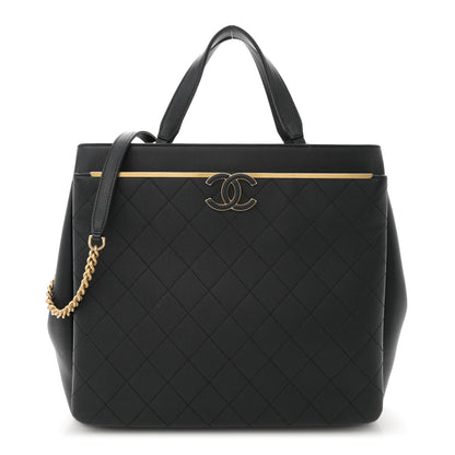 Chanel Grained Calfskin Stitched Lady Coco Top Handle Tote Black 1 of 11