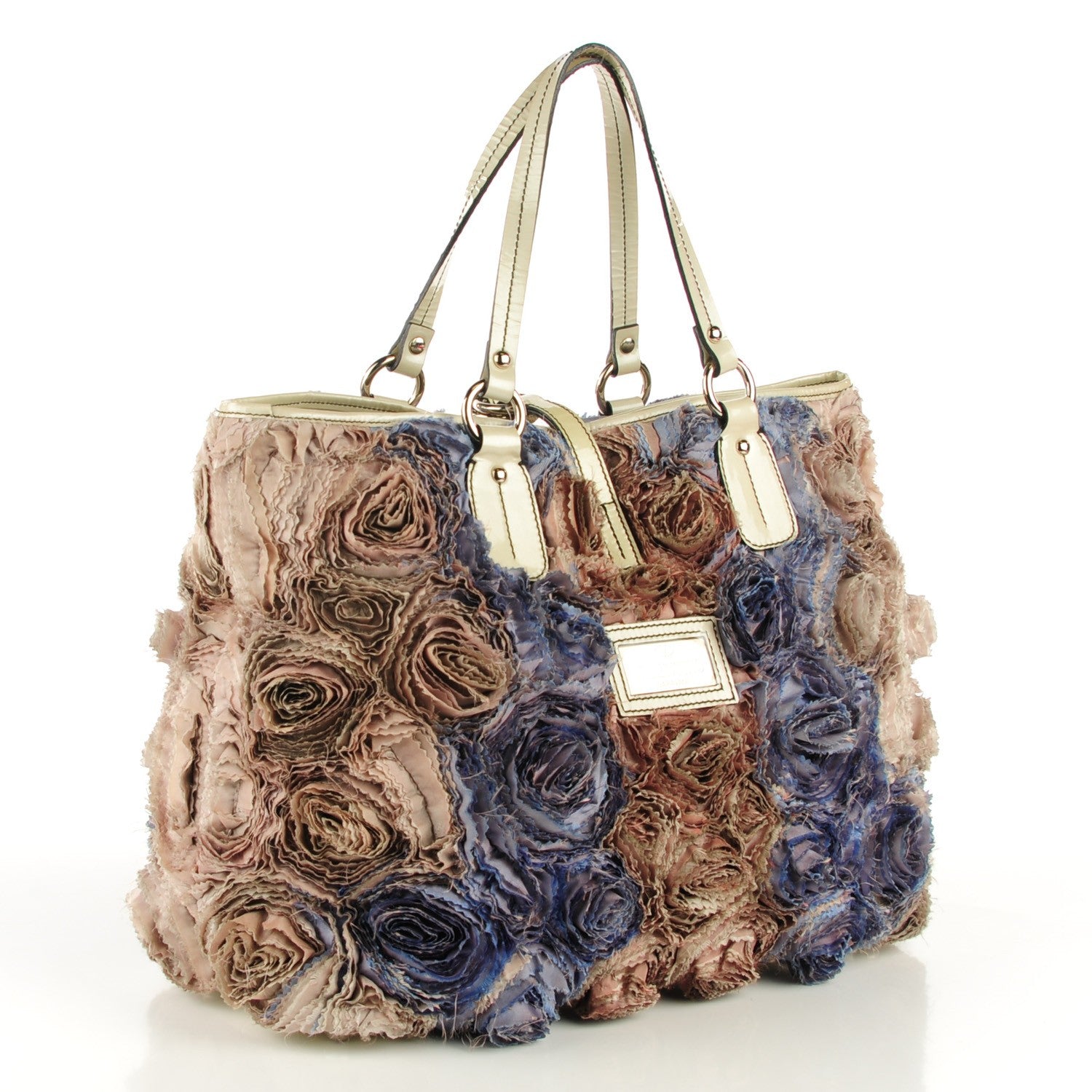 Valentino Garavani Silk Rosier Tote Violet Cream 3 of 8