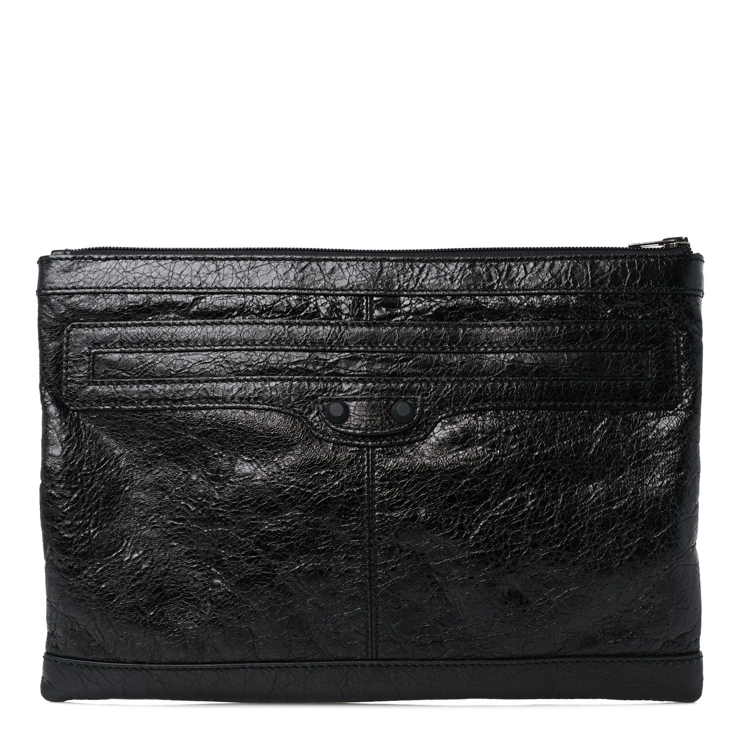 Agneau Arena Classic Hardware Clutch Black