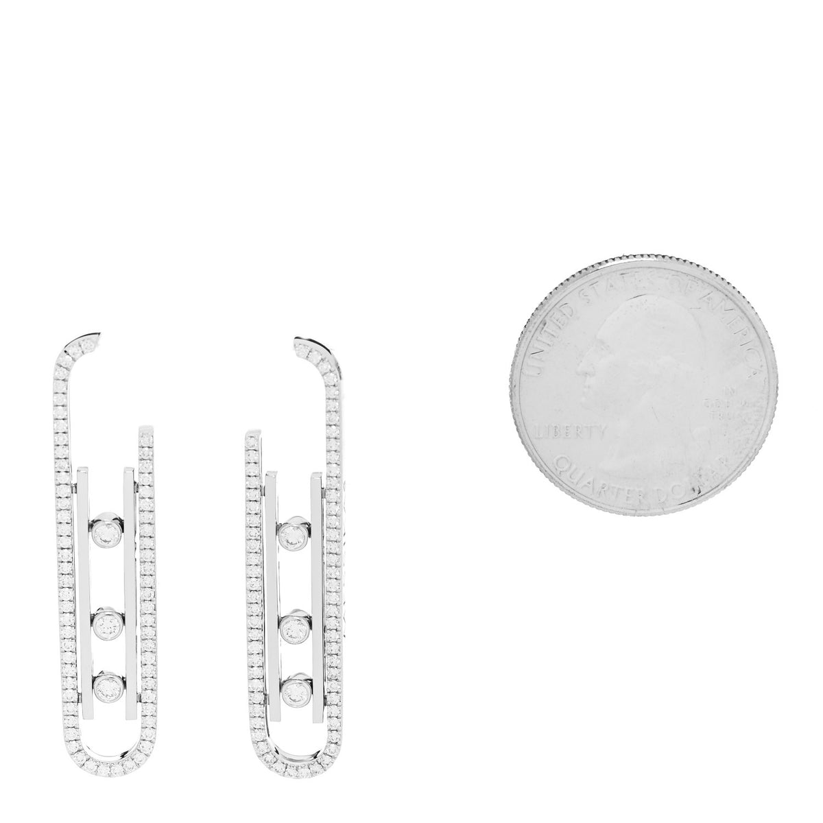 Messika 18K White Gold Diamond Small Move 10th Earrings 2 of 4