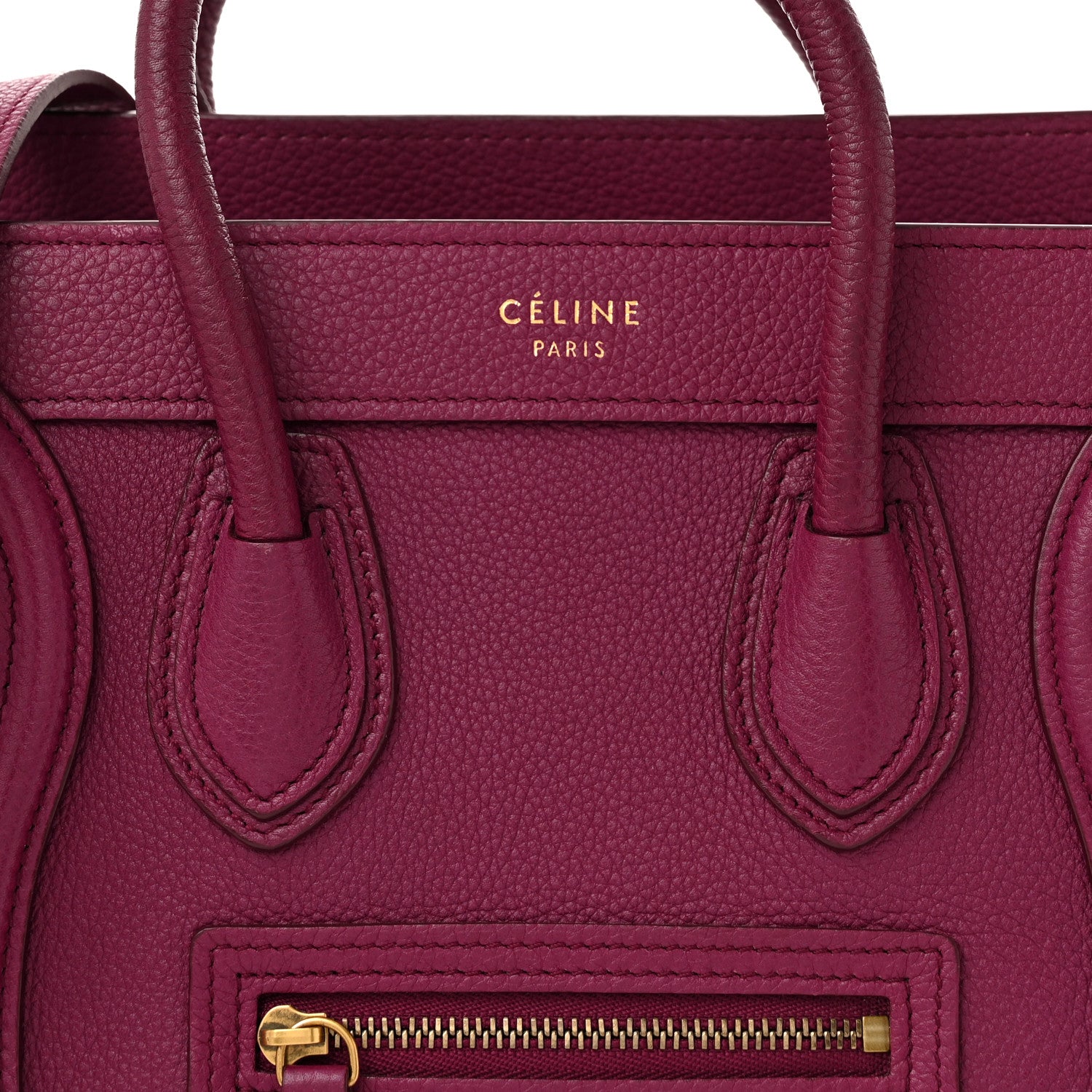 Celine Drummed Calfskin Nano Luggage Plum 7 of 12