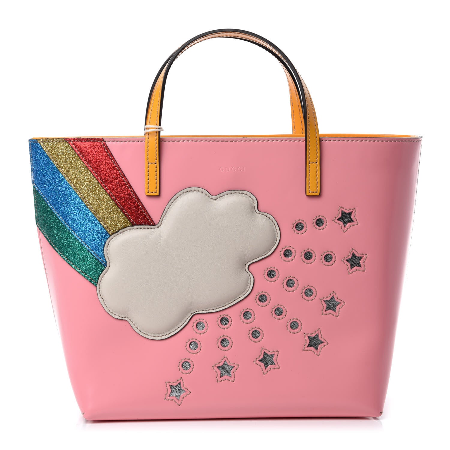Gucci Calfskin Childrens Rainbow Tote Lotus Pink Crop Multicolor 1 of 10