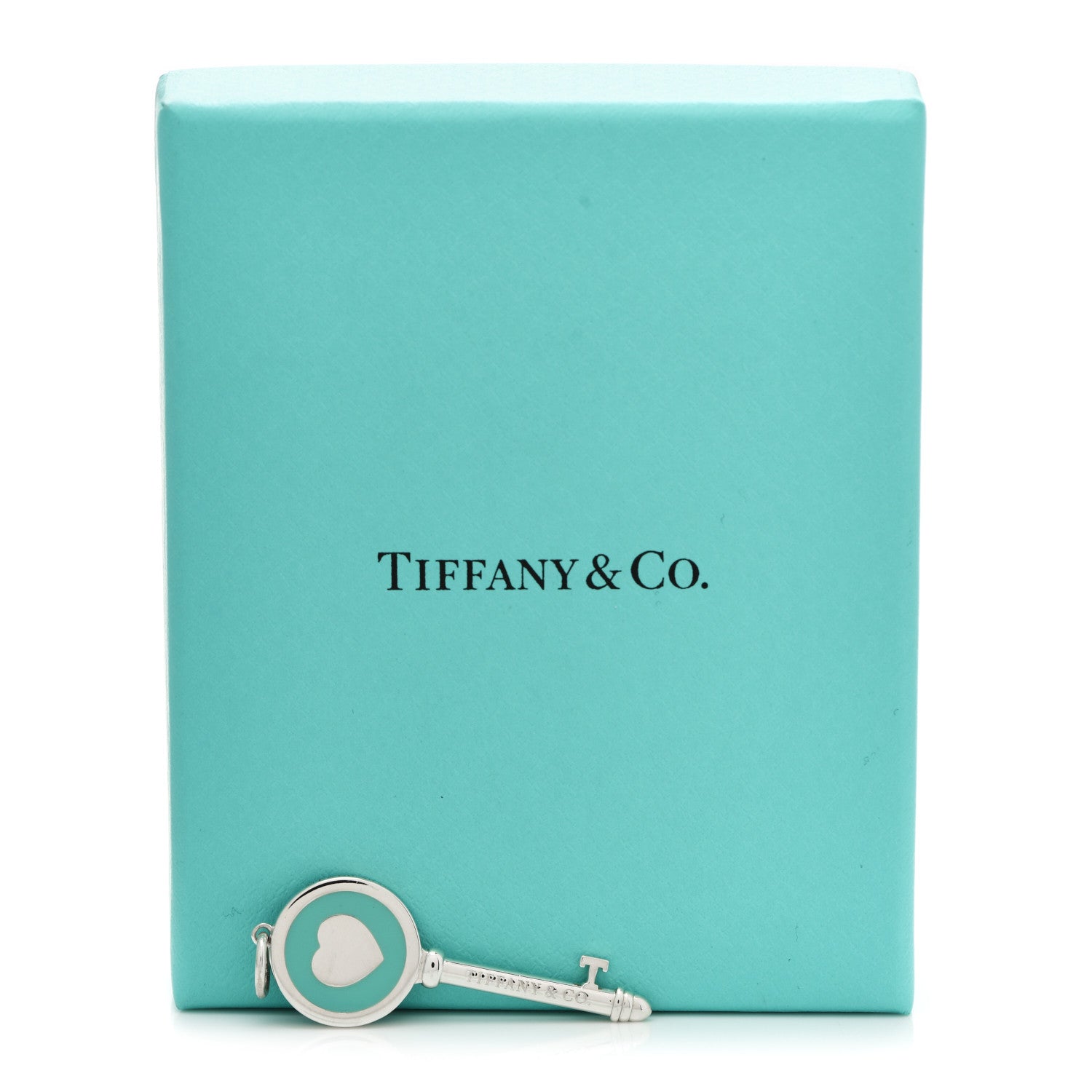 Tiffany Sterling Silver Enamel Heart Key Pendant Blue 5 of 5