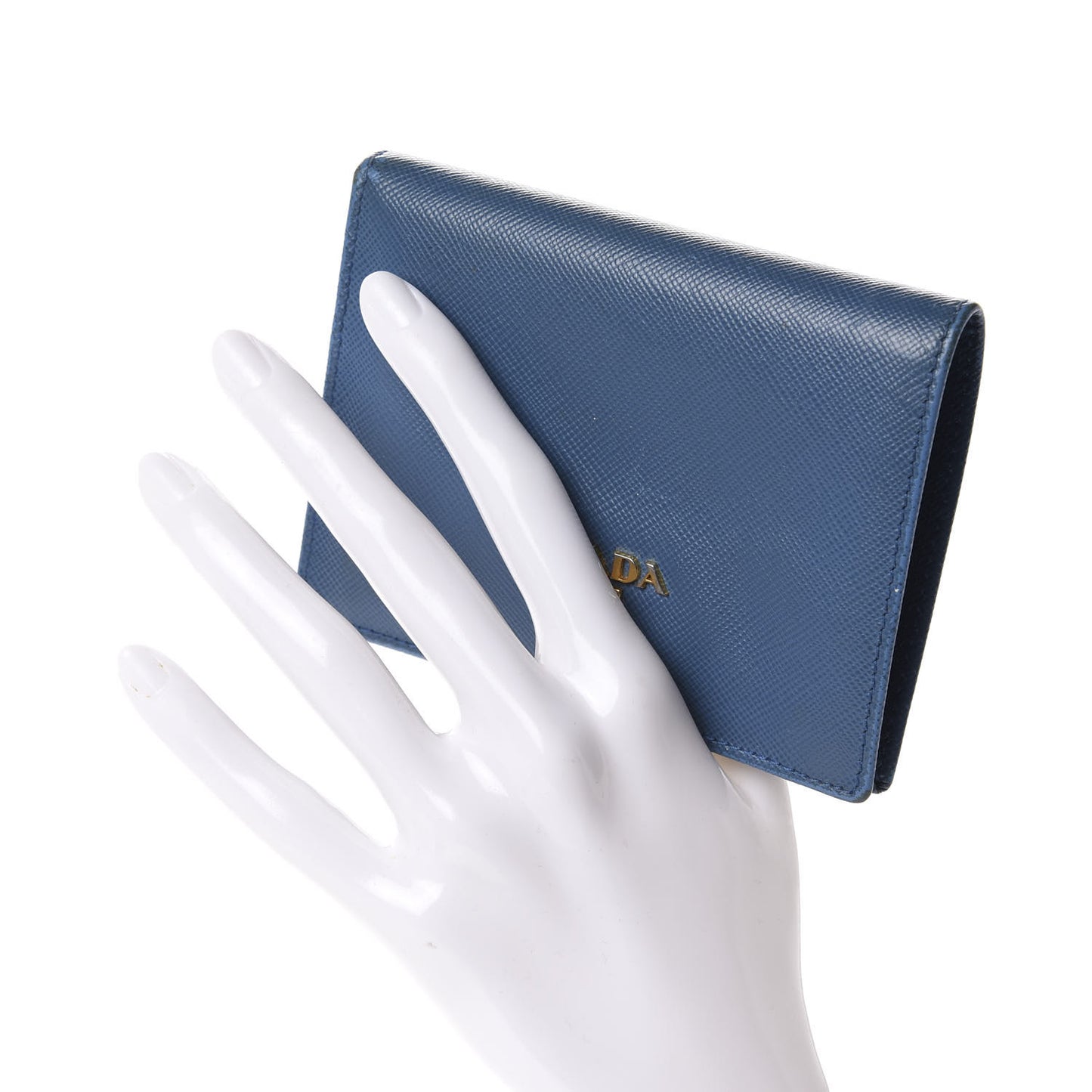 Saffiano Metal Compact Snap Bi-Fold Wallet Cobalto
