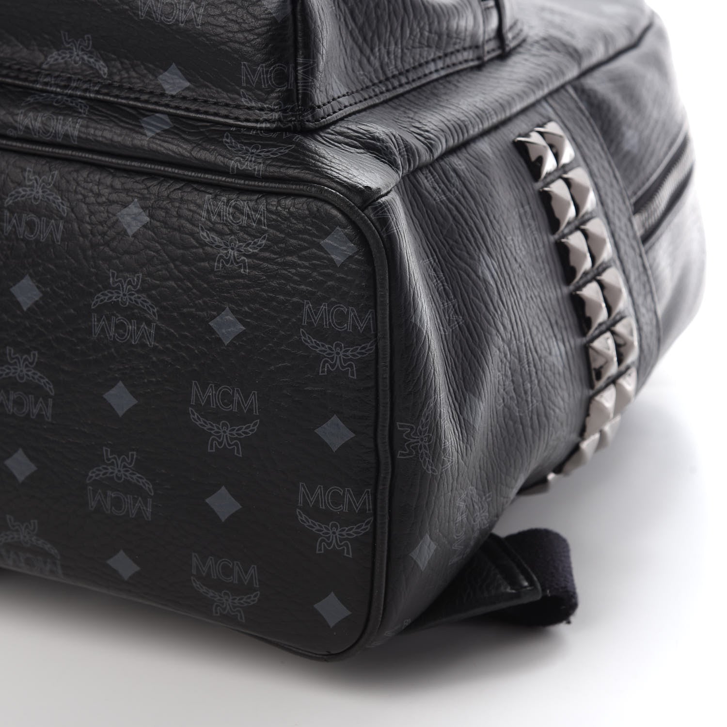 MCM Visetos Small Side Stud Stark Backpack Black 8 of 9