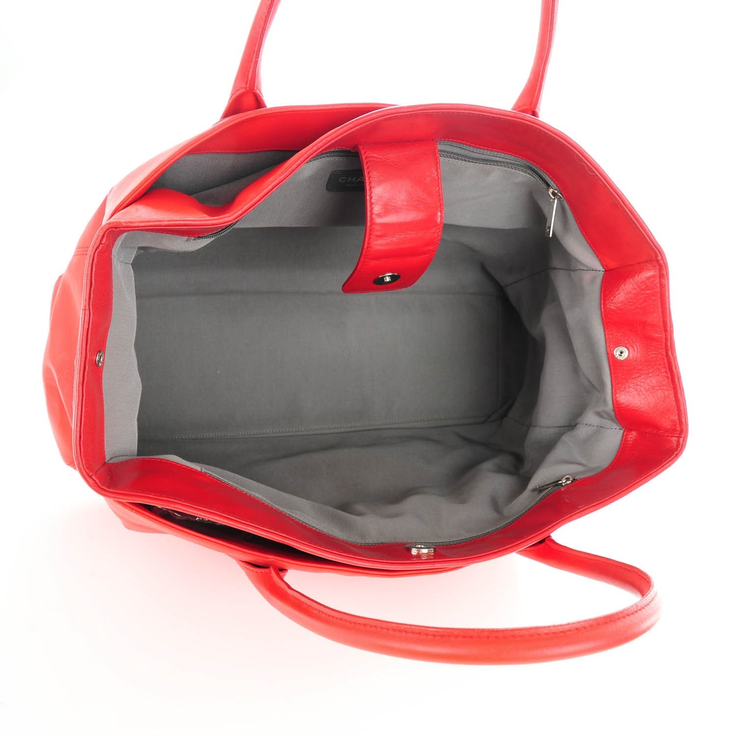 Lambskin Executive Cerf Shopper Tote Red
