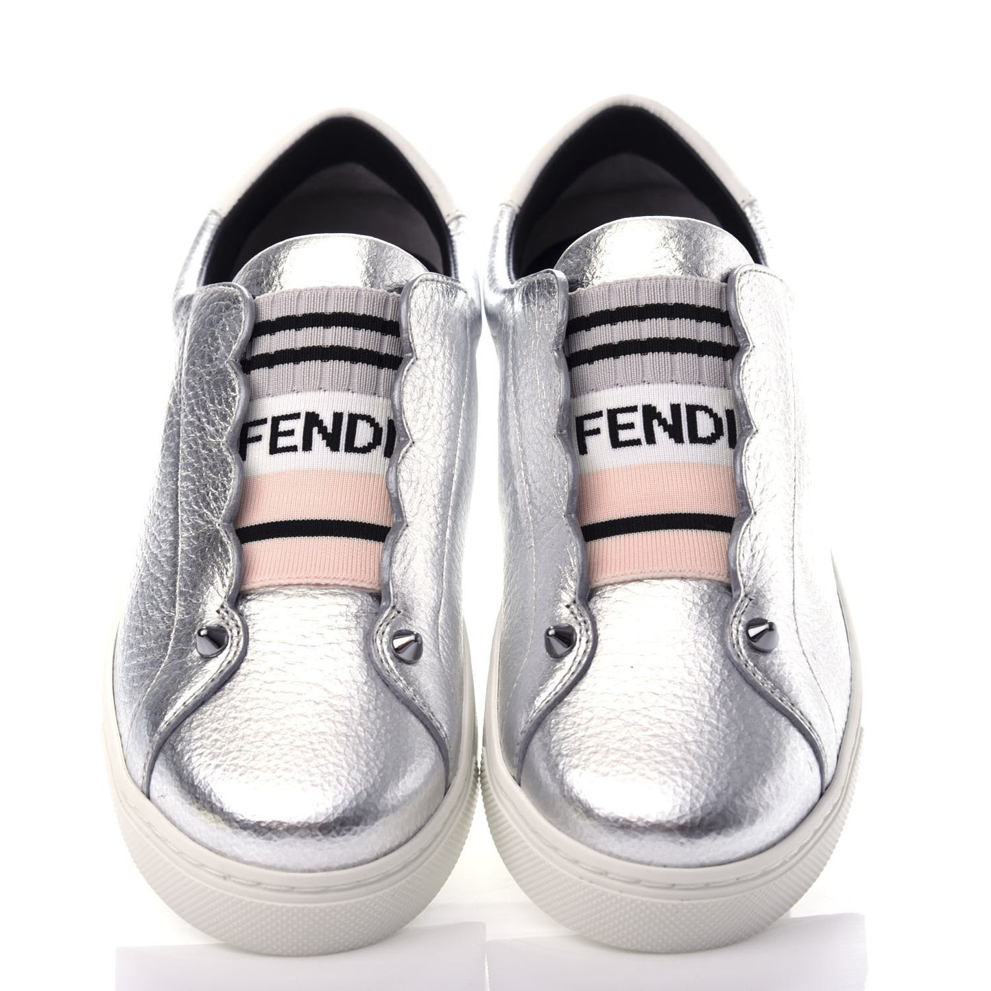 Metallic Vitello Lurex Rockoclick Slip On Sneakers 36.5 Silver