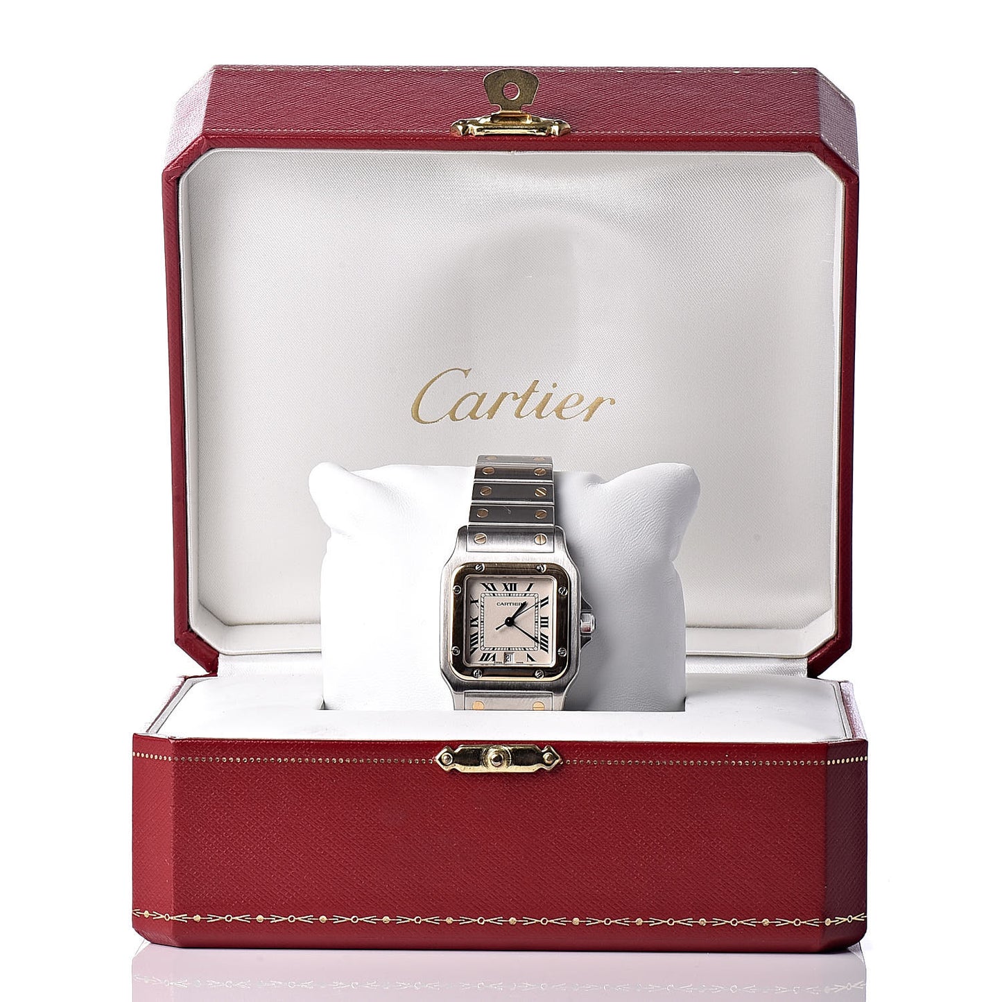Stainless Steel 18K Yellow Gold 29mm Santos De Galbee Quartz Watch