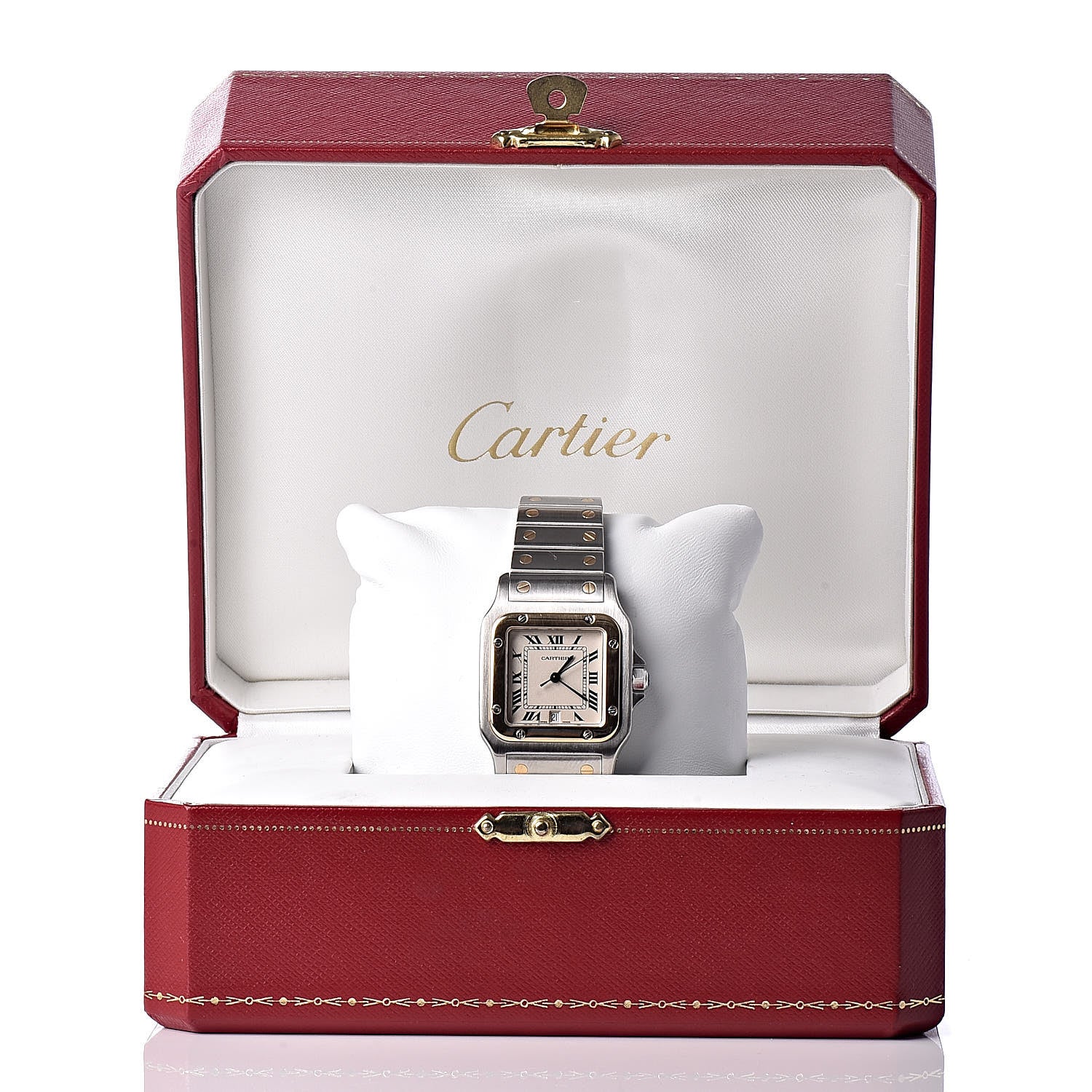 Cartier Stainless Steel 18K Yellow Gold 29mm Santos De Galbee Quartz Watch 11 of 11