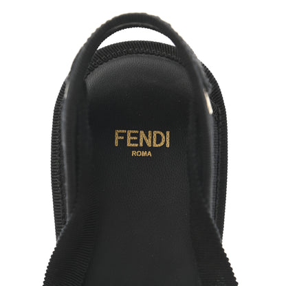 Fendi Canvas FF Embroidered Roma Ankle Wrap Wedge Espadrilles 36 Black 7 of 10