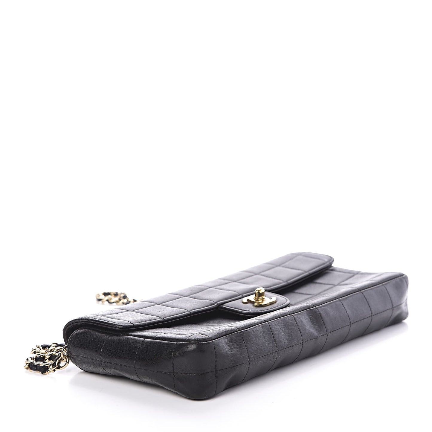 Lambskin East West Chocolate Bar Flap Black