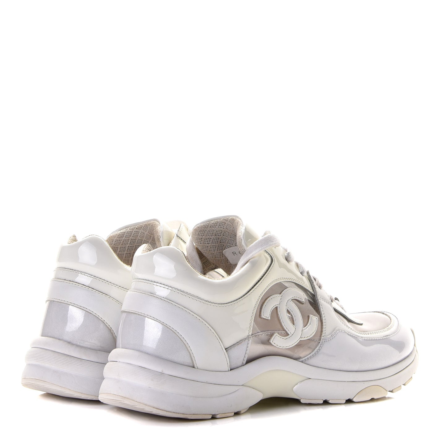 Calfskin Patent Transparent Womens CC Sneakers 38.5 White