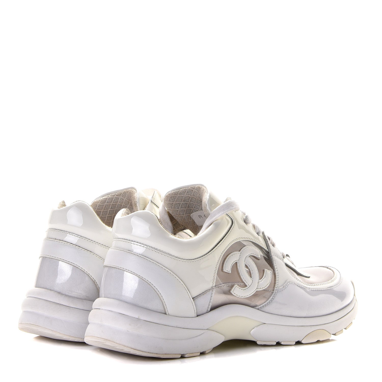 Chanel Calfskin Patent Transparent Womens CC Sneakers 38.5 White 5 of 18