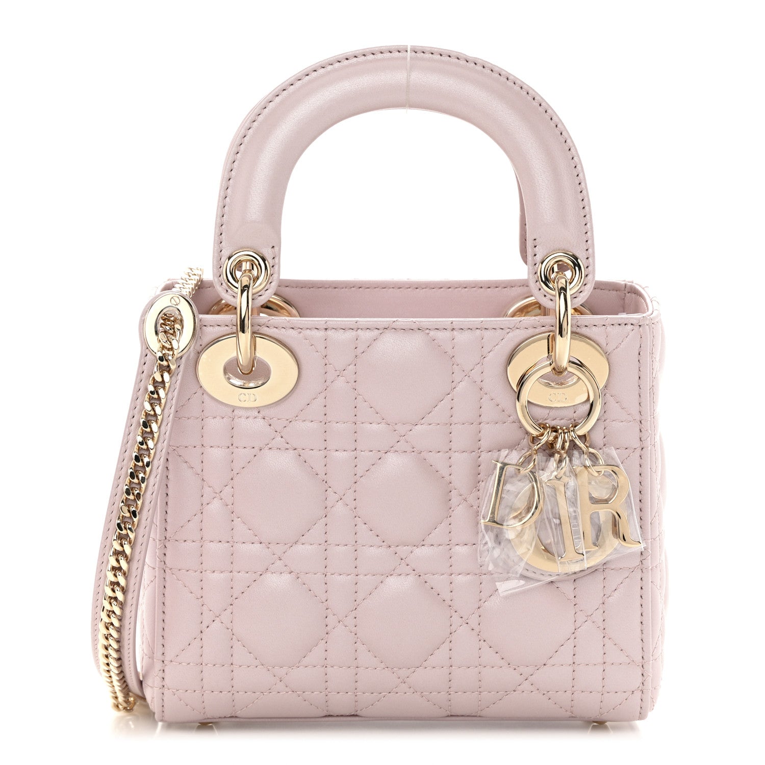 Christian Dior Metallic Lambskin Cannage Mini Lady Dior Lotus 1 of 11