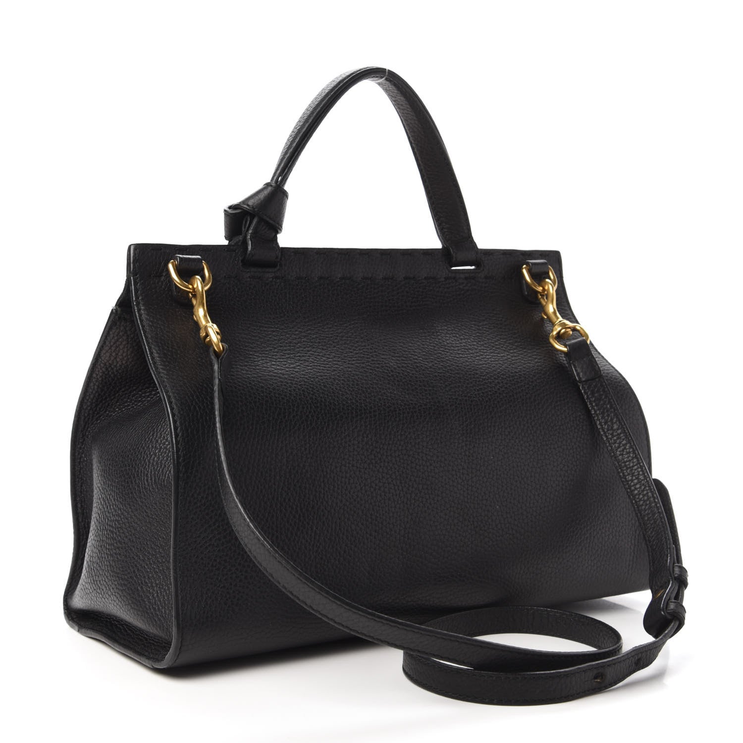 Gucci Calfskin Small GG Marmont Top Handle Bag Black 3 of 11