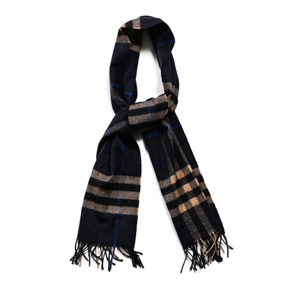 Burberry Cashmere Giant Check Fringe Scarf Blue 1 of 3