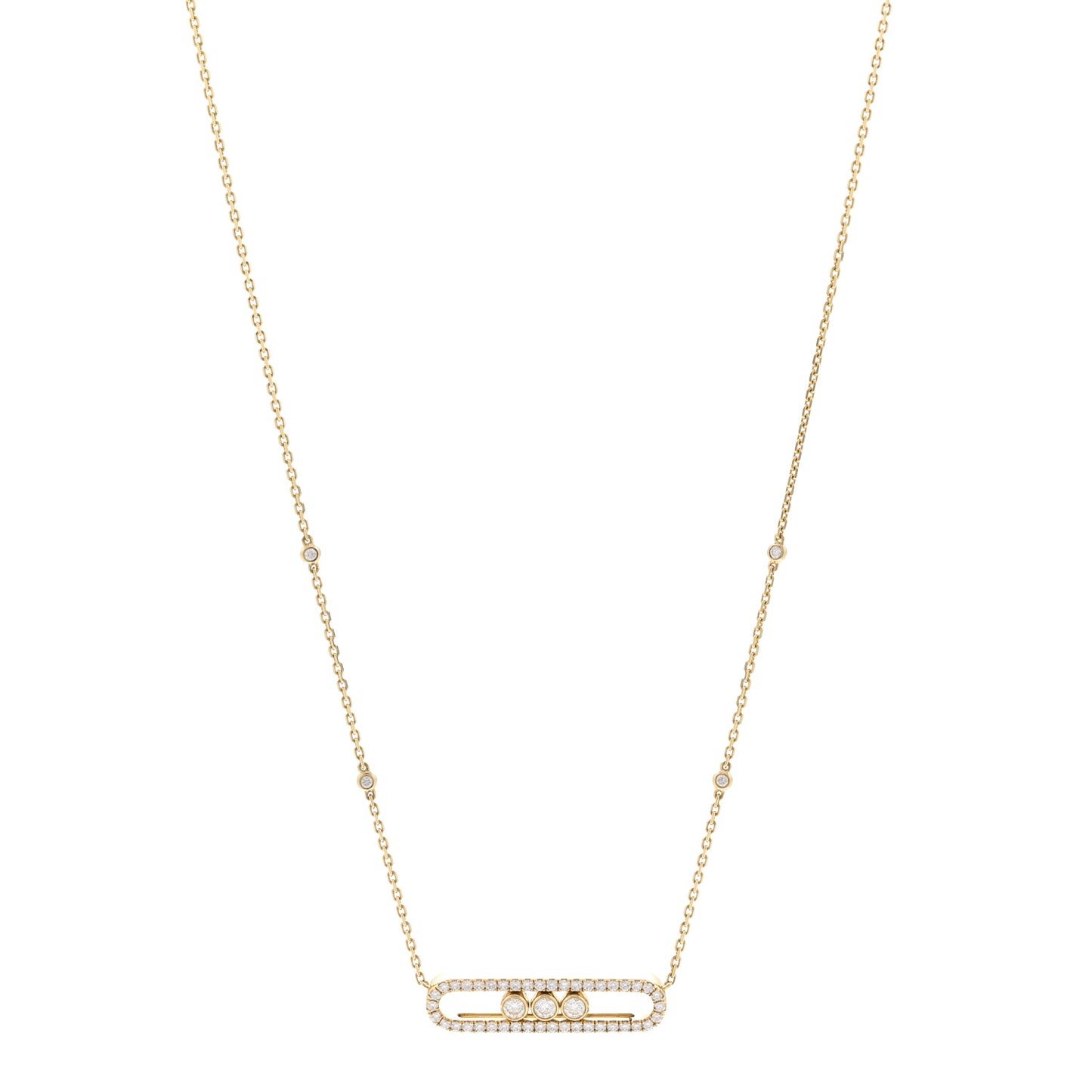 18K Yellow Gold Diamond Large Move Classic Pave Necklace