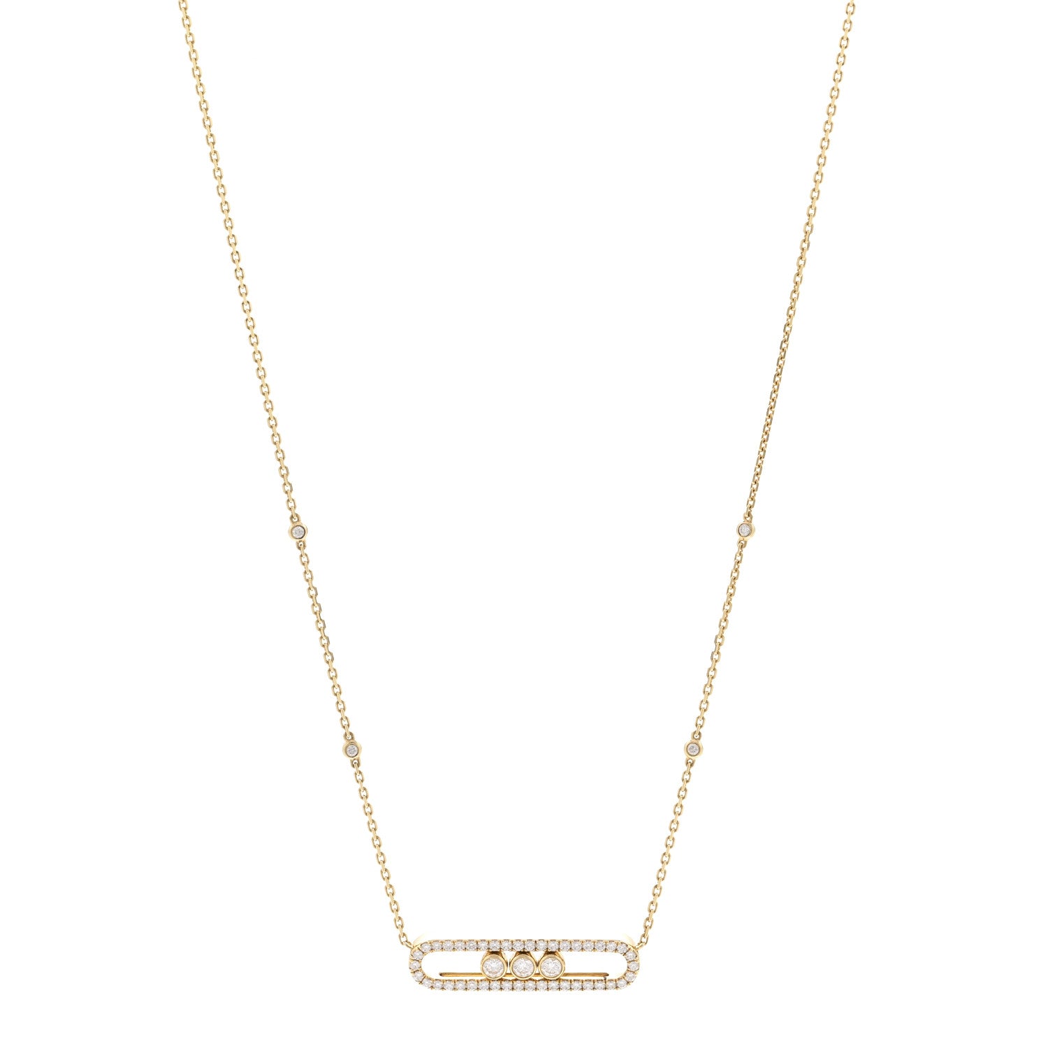 Messika 18K Yellow Gold Diamond Large Move Classic Pave Necklace 1 of 5