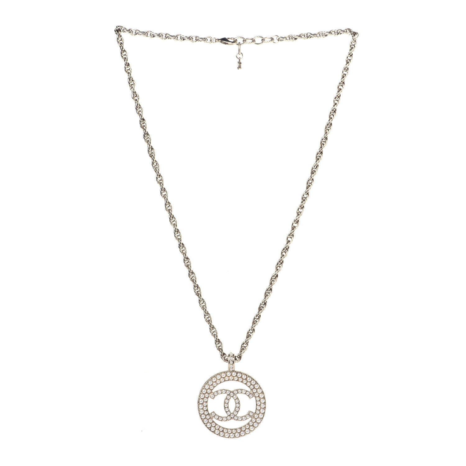 Chanel Pearl CC Round Pendant Necklace Gold 2 of 8