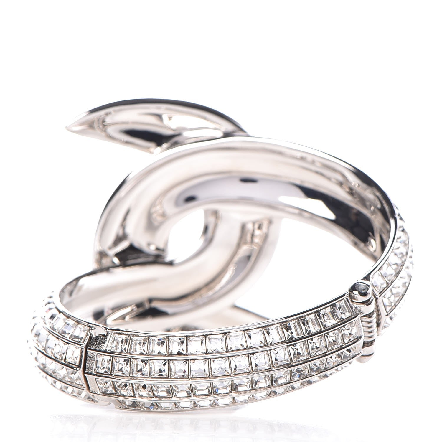 Chanel Crystal Baguette CC Cuff Silver 3 of 5