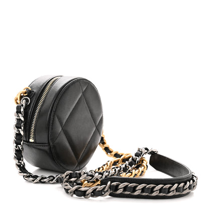 Chanel Lambskin Quilted Chanel 19 Round Clutch With Chain Black 3 of 11