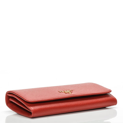 Prada Saffiano Metal Continental Flap Wallet Rosso 4 of 7