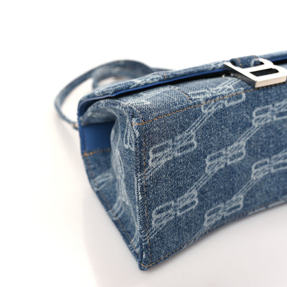 Balenciaga Denim BB Monogram Small Hourglass Top Handle Bag Blue 5 of 9