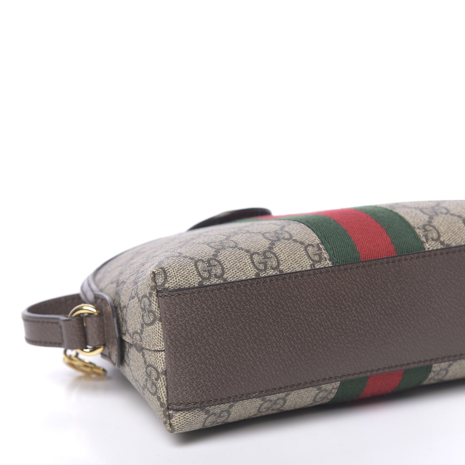 Gucci GG Supreme Monogram Textured Dollar Calfskin Web Small Ophidia Dome Shoulder Bag Beige Ebony New Acero 8 of 10