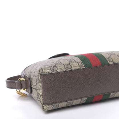 Gucci GG Supreme Monogram Textured Dollar Calfskin Web Small Ophidia Dome Shoulder Bag Beige Ebony New Acero 8 of 10