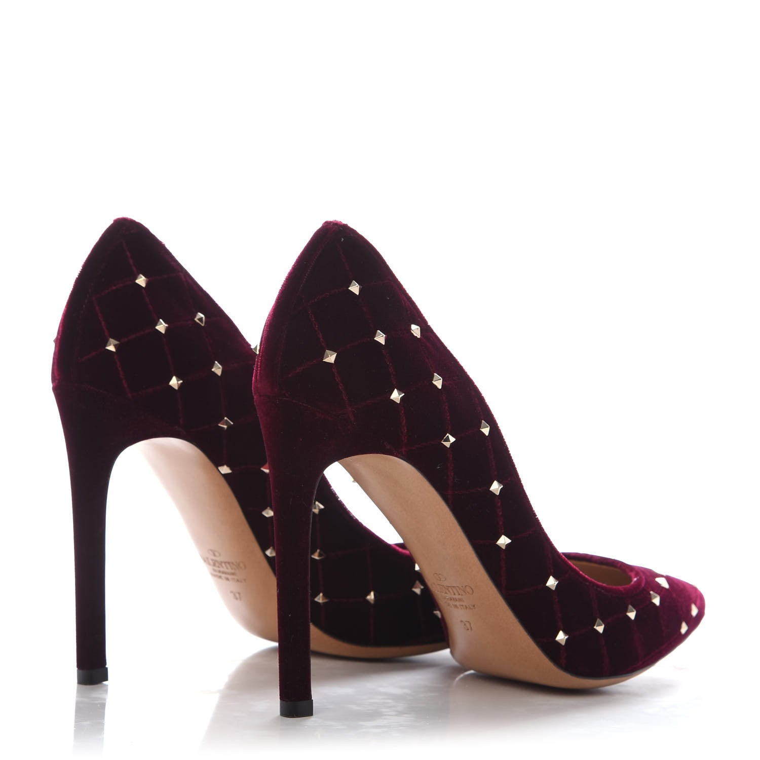 Valentino Garavani Velvet Rockstud Spike 105mm Pumps 37 Rubino 4 of 9